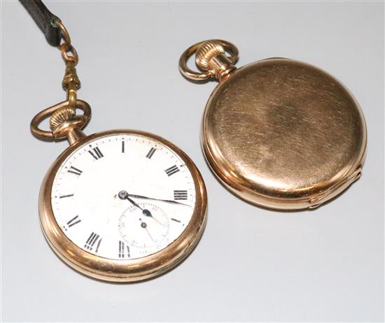 2 gold plated pocket watches(-)